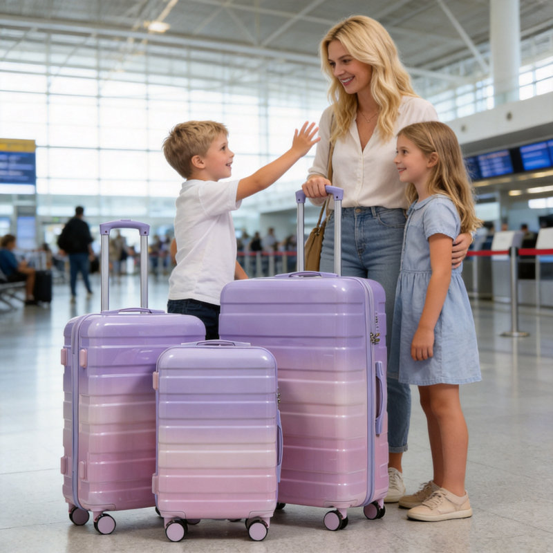 Ensemble de valises pivotantes légères à coque rigide, 20/24/28 pouces avec dégradé dégradé