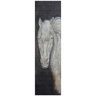 Machine Washable Indoor/Outdoor Xhevrie Ivory Rug