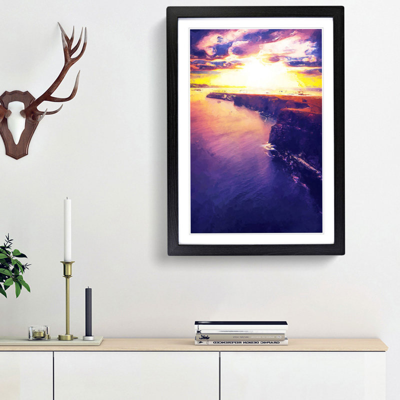 Sunset - Picture Frame Graphic Art Print, 87cm H x 62cm W x 2cm D, Black Framed