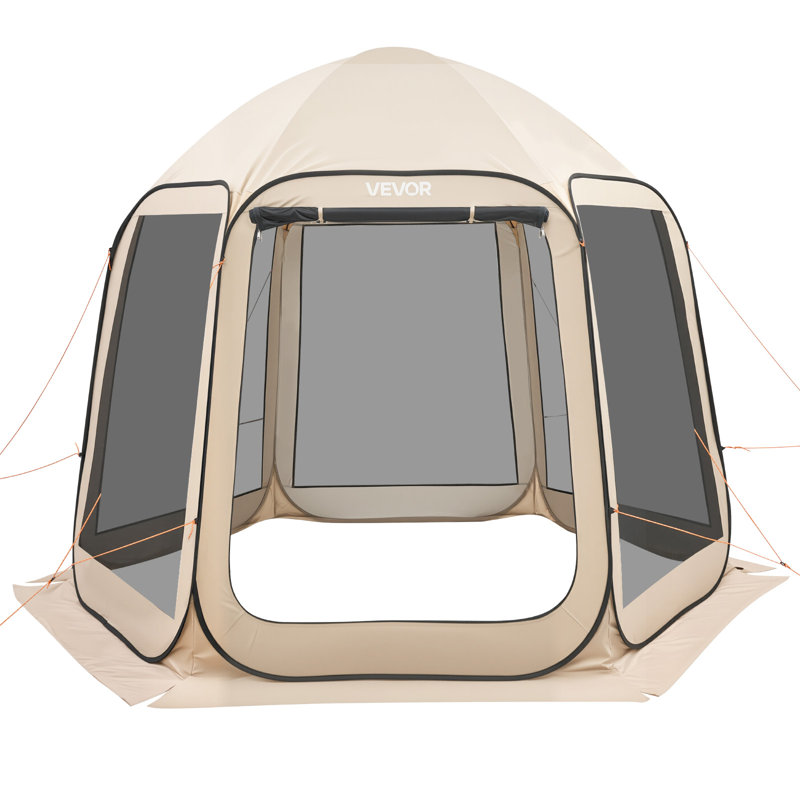 Screen House Tent, 10 x 9.2 ft, 4-8 Person Pop Up Screen Tent, Portable Screened in Canopy with Carry Bag, Netting Sides, Ground Stakes, for Garden, Patio, Backyard, Outdoor Activities, Beige