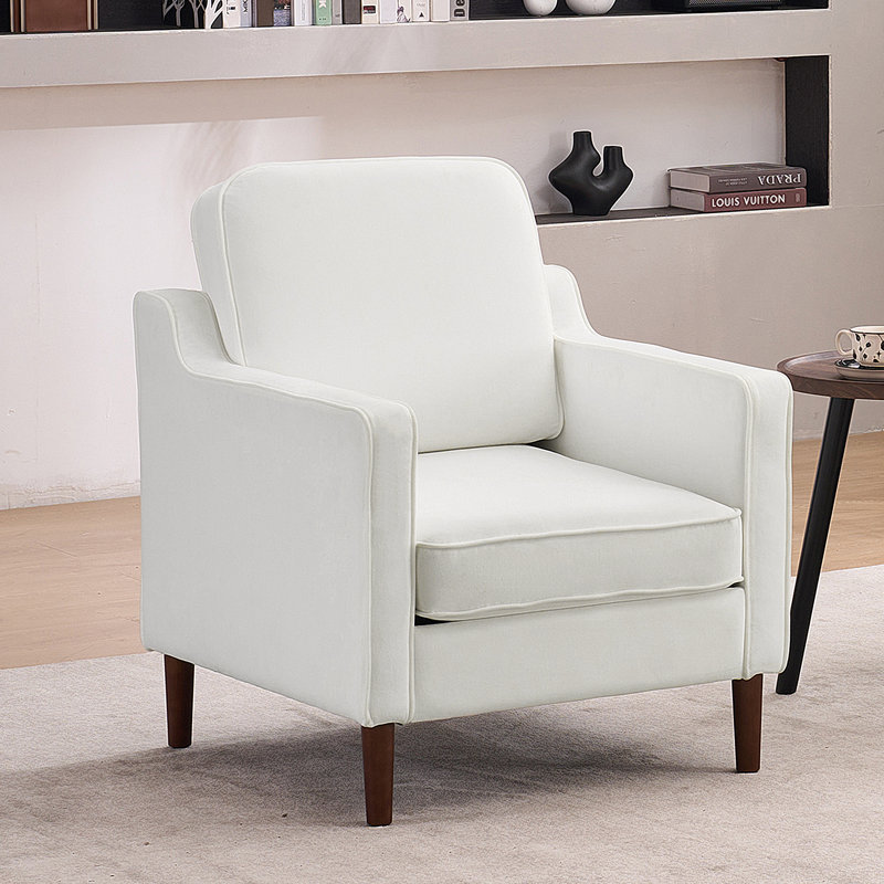 Fauteuil d'appoint Greydy, Velours ivoire