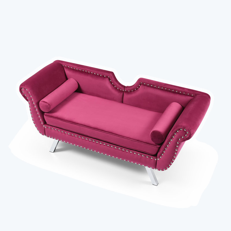 Causeuse en velours à accoudoirs évasés de 61 po Egarr, Rose