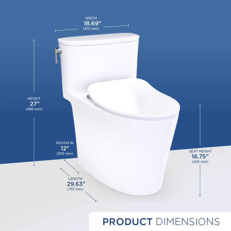 TOTO Aurora One-Piece Elongated 1.28 GPF WASHLET+ and Auto Flush Ready Universal Height Toilet with CEFIONTECT and SS234 SoftClose Seat, Cotton White - MS686234CEFG#01