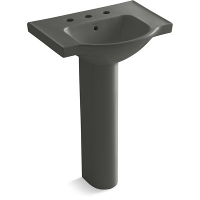Veer™ Ceramic Pedestal Bathroom Sink with Overflow