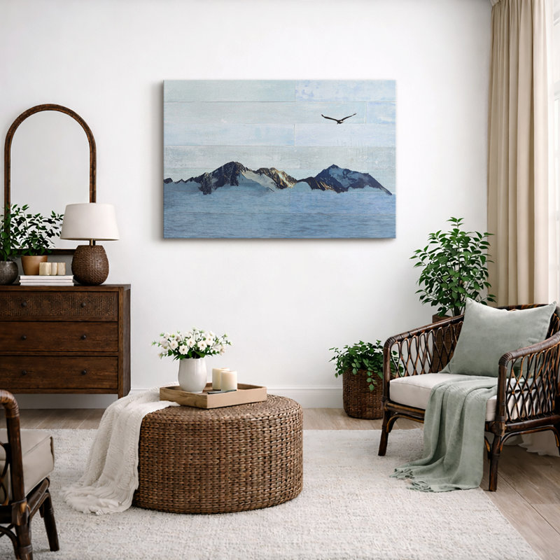 «Rustic Blue Mountain Eagle», images de bureau, impression sur toile encadrée sur toile., H 32 po x l 48 po, Toile tendue