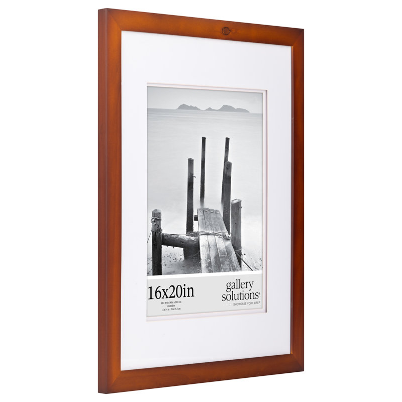 Classic 16x20 Walnut Wood Picture Frame with Double White Mat