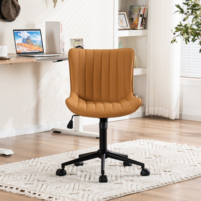 Chaise de bureau pivotante en cuir véritable avec roulettes Brionni