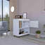 Bar Cart - Light Oak &amp; Off-White with Six Bottle Cubbies, Cabinet &amp; Caster Wheels | Modern | Rectangular