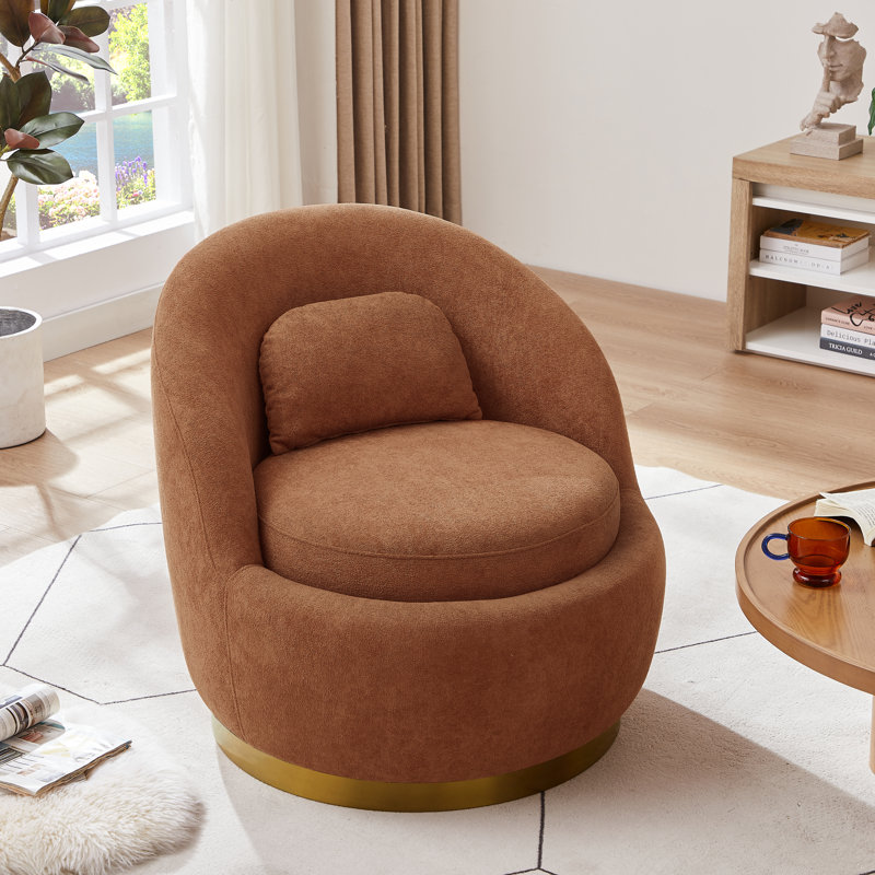 Fauteuil demi-tonneau Hommer, 100 % polyester caramel