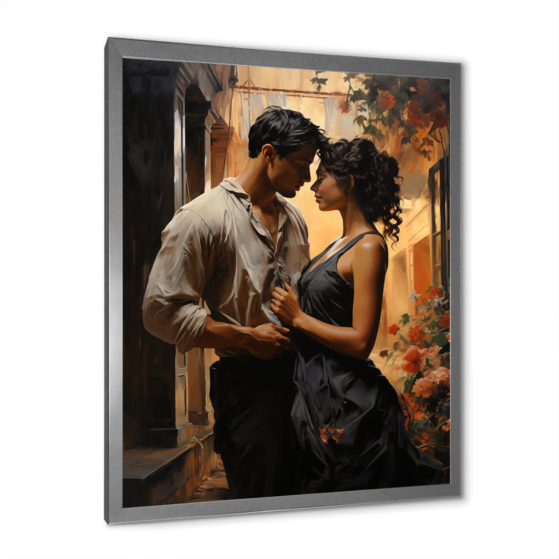 «Lonard Romantic Couple Landscape Glimpse II», reproduction sur toile, H 32 po x l 24 po x P 1 po, Cadre photo argenté
