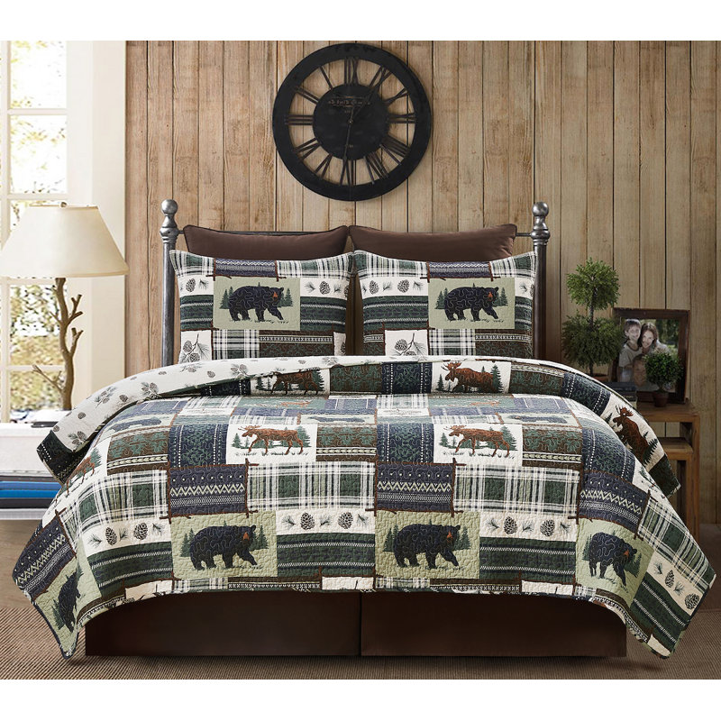 Greenstone Pines Quilt Set, King Quilt + 2 Shams