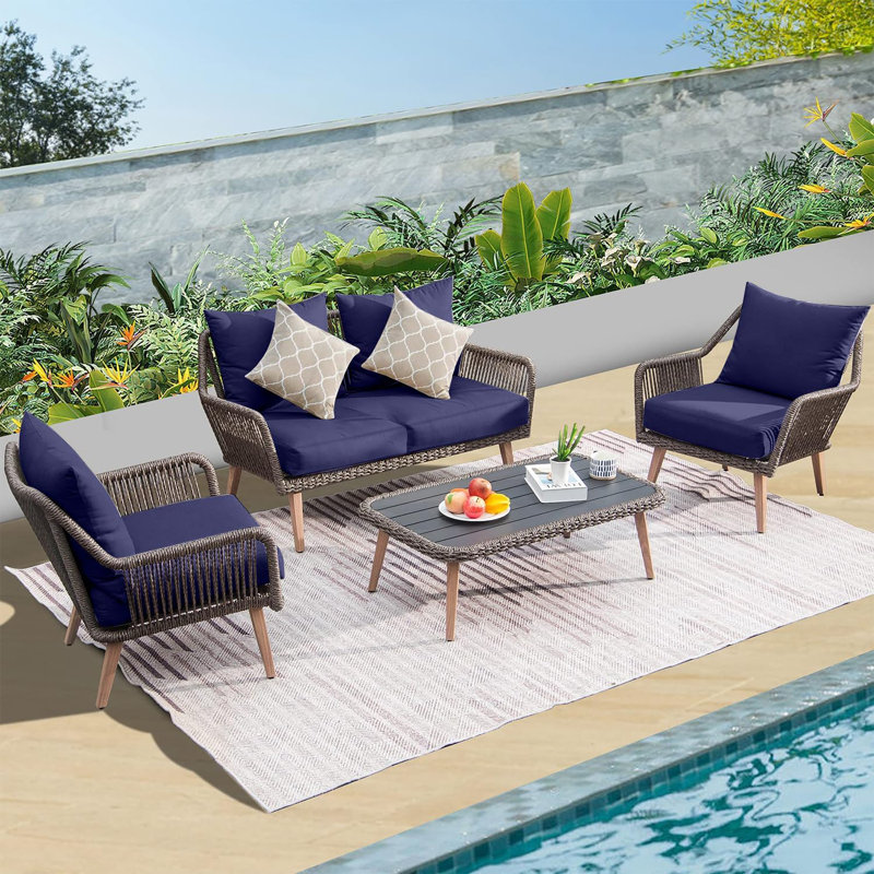 24"×24"×4“ Outdoor Removable Seat Cushion, Navy, 24" W x 24" D