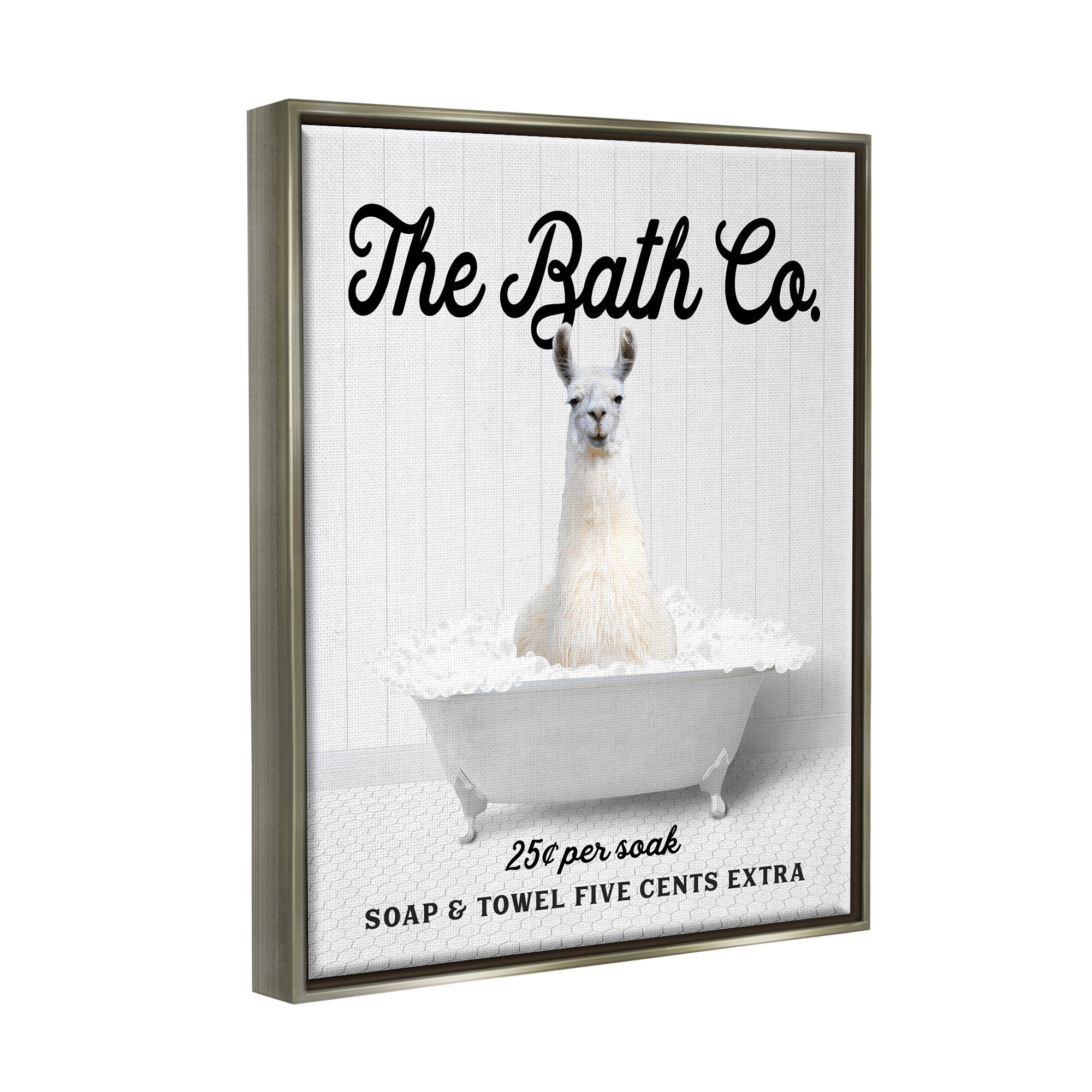 Trinx Bubble Bath Ad Llama Framed Floater Canvas Wall Art Design By ...