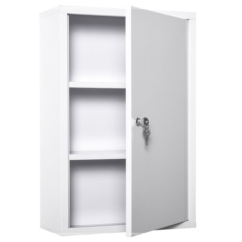 Armoire à pharmacie murale à 3 niveaux pour salle de bain, verrouillable kleankin