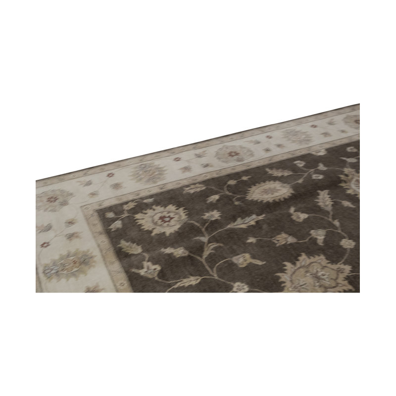Wool Oriental Area Rug in Black/Beige/Light Green