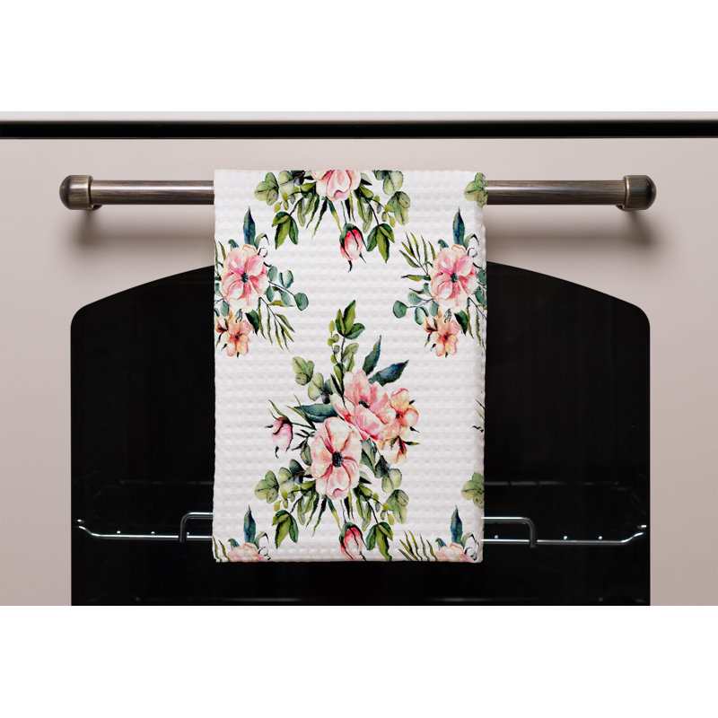 Cotton Floral Waffle Kitchen Towel