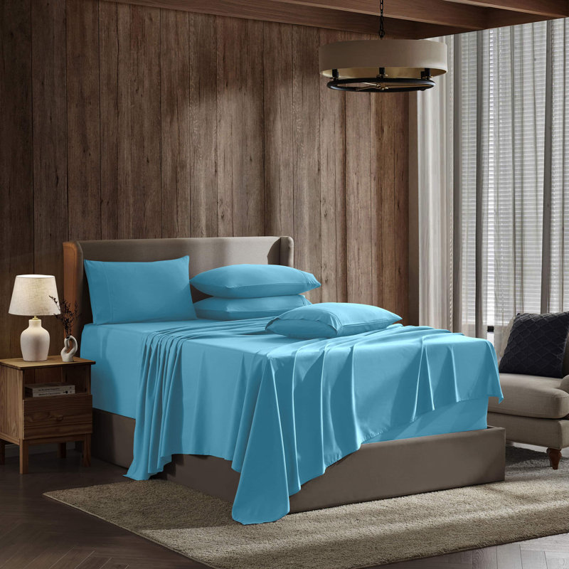 Ensemble de draps en microfibre Hotel Luxury, Bleu de plage, Double