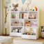 Rangement pour jouets avec 5 casiers et 2 tiroirs mobiles, bibliothèque pour enfants avec roues cachées-1288227715