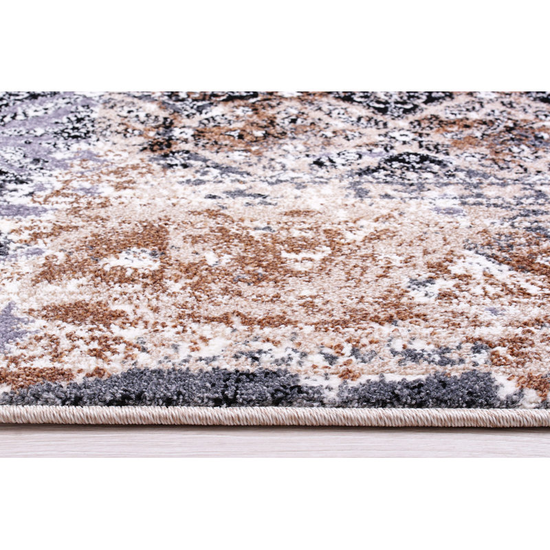 Tapis gris à motif oriental Rutz, Rectangle 5 pi 3 po x 7 pi 5 po