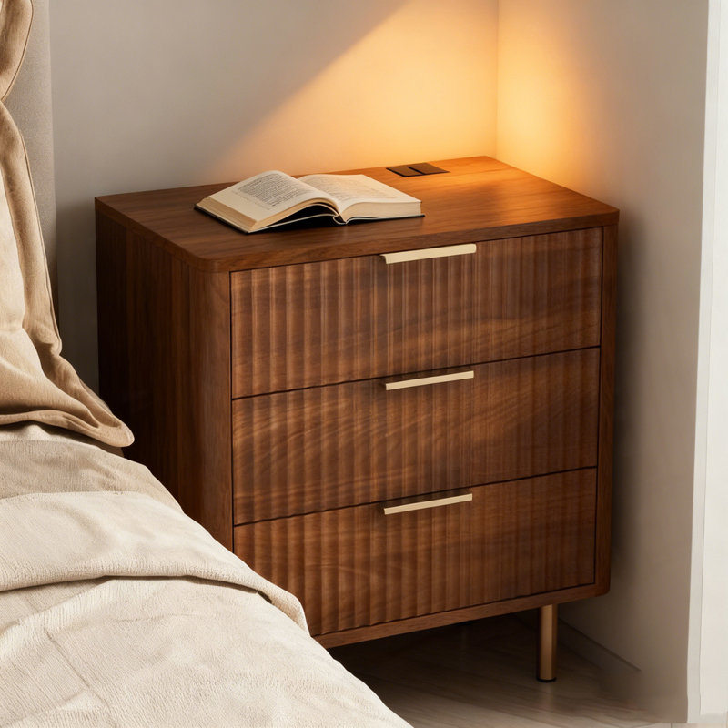 Table de chevet avec station de charge, table de chevet intelligente avec veilleuse, table de chevet moderne avec armoire de rangement pour chambre à coucher