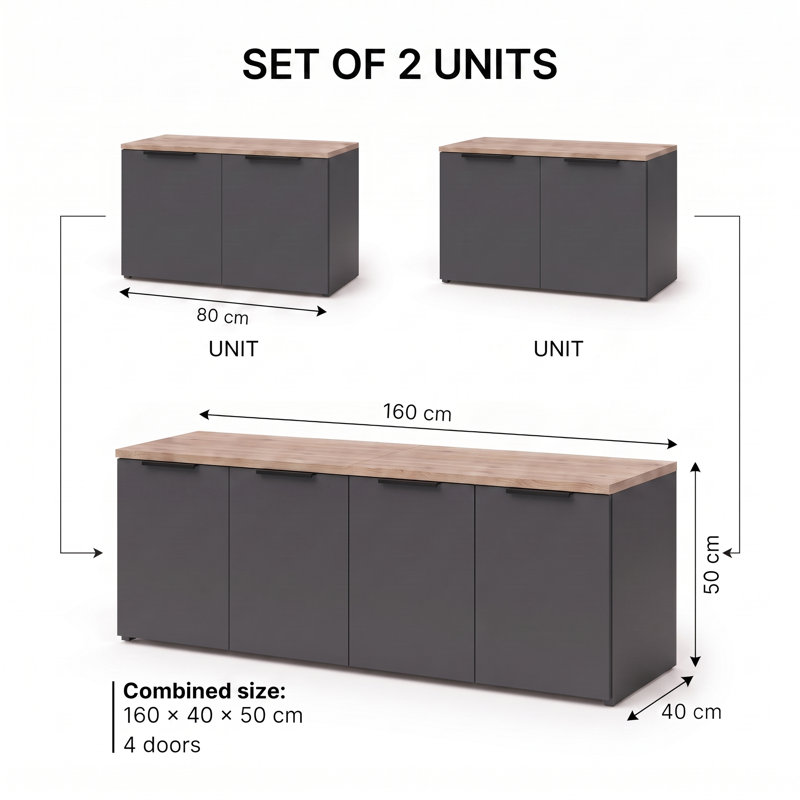 160cm Sideboard, Grey