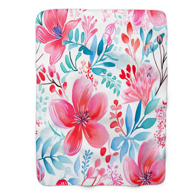 Motif de balise maritime - 1 pièce Sherpa Premium, L 50 po x L 60 po, Fleurs écarlates élégantes