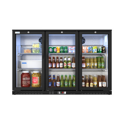 53 in. W 11 cu. ft. 3-Glass Door Counter Height Back Bar Cooler Refrigerator with LED Lighting in Stainless Steel