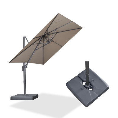 Parasol en porte-à-faux de 96 po avec base et tissu recyclé