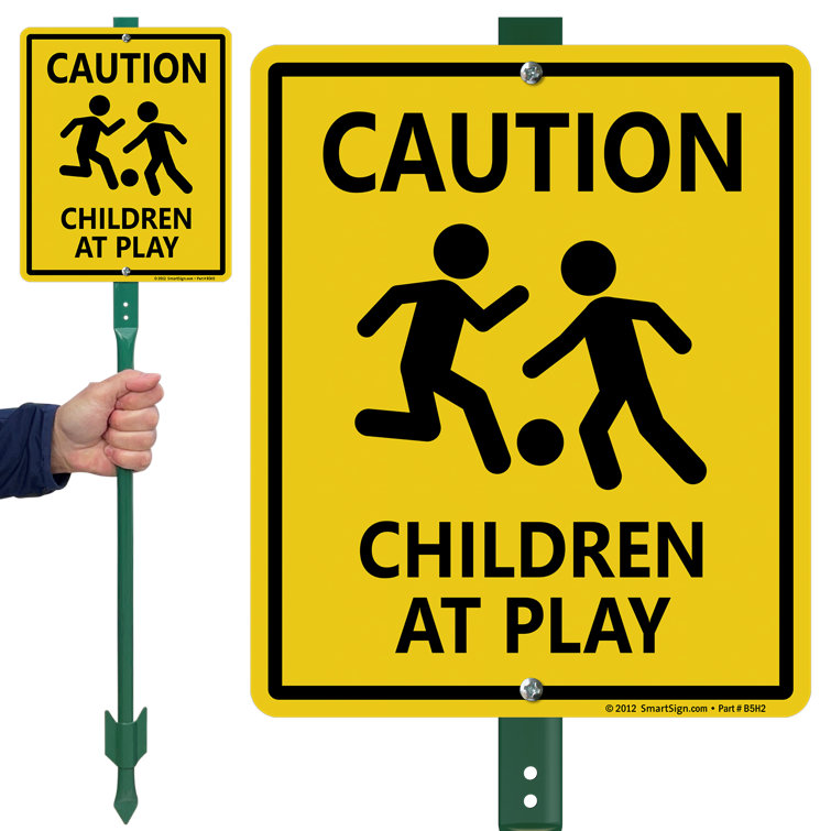 SmartSign Caution Children at Play Sign and Stake Kit Wayfair