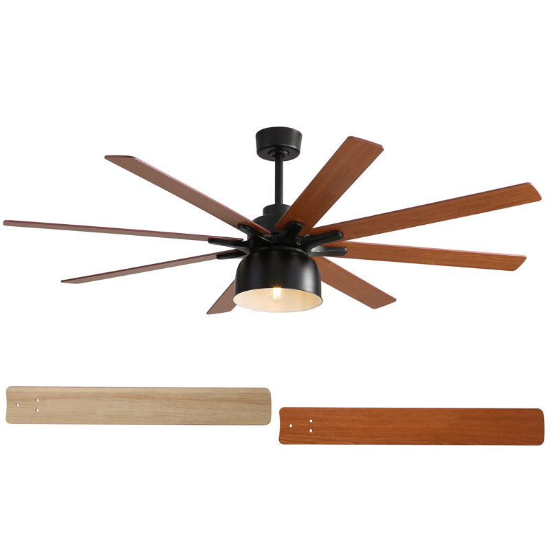 Ventilateur de plafond à 8 pales avec éclairage, télécommande, moteur à courant continu réversible et minuterie