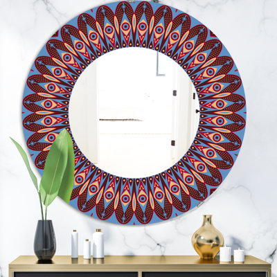 Plumes bleues et brunes - miroir moderne - miroir mural contemporain