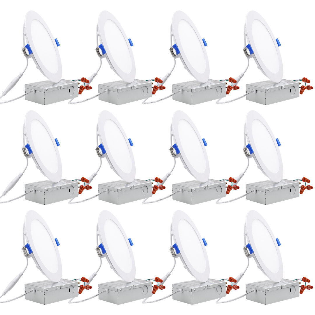 Commercial Grade 6" LED Recessed Ceiling Lights with J-Box, Dimmable Downlight (Set of 12) TORCHSTAR