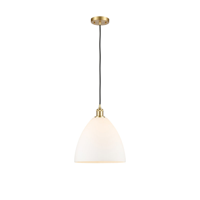 Haruka 1 - Light Single Pendant, 14.75" H x 12" W x 12" D, White, Satin Gold