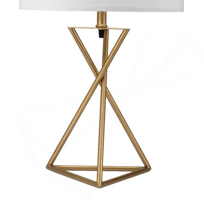 26.25" Tall "Ester" Mid-Century Metal Table Lamp, Hourglass Design, Matte Gold