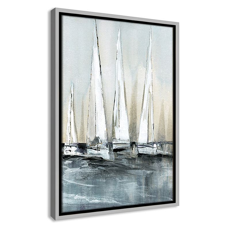«Point of Sail I Print» par Susan Jill, H 19,5 po x l 13,5 po x P 2 po, Argent