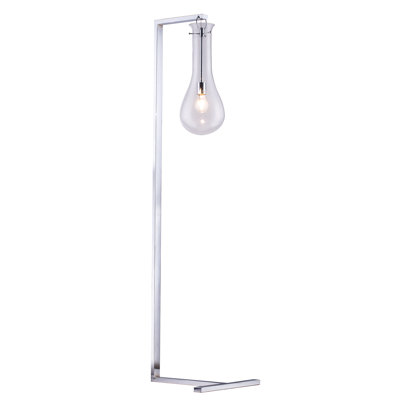 1-Light Chrome Floor Lamp With A Clear Glass Shade