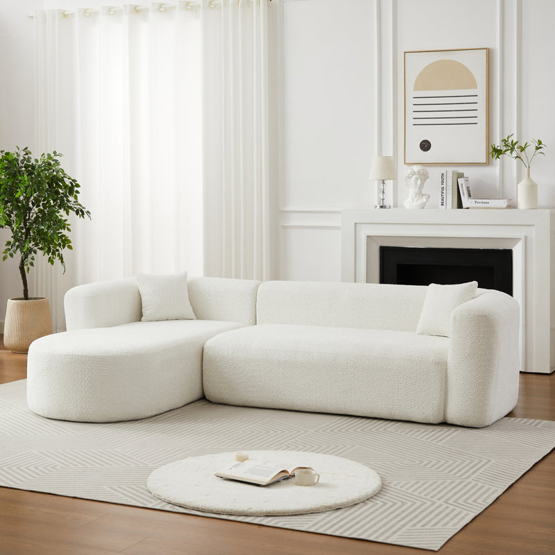 Canapé modulaire de luxe, tissu chenille, design incurvé moderne pour le salon