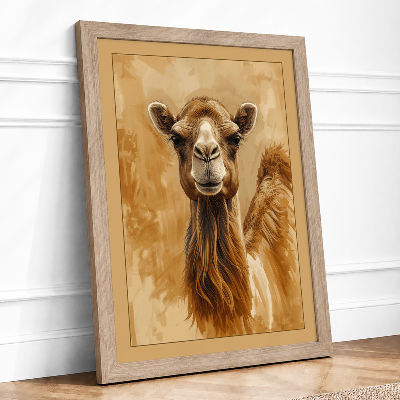 Camel Study Boho - Framed Print, Oak, A3 - 42.0 x 29.7 cm
