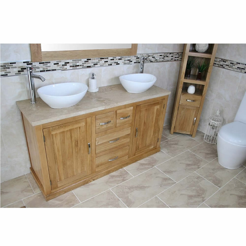 Degroot 1430mm Double Bathroom Vanity with Vessel Ceramic Basin