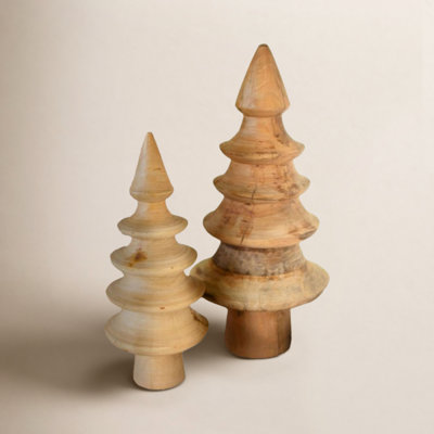 2 Piece Turned Mango Wood Christmas Trees