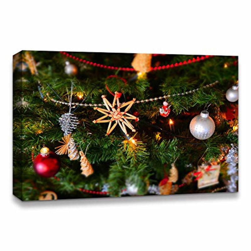 Christmas Holiday Celebration Tree X02 - Wrapped Canvas Photograph, 16" H x 24" W