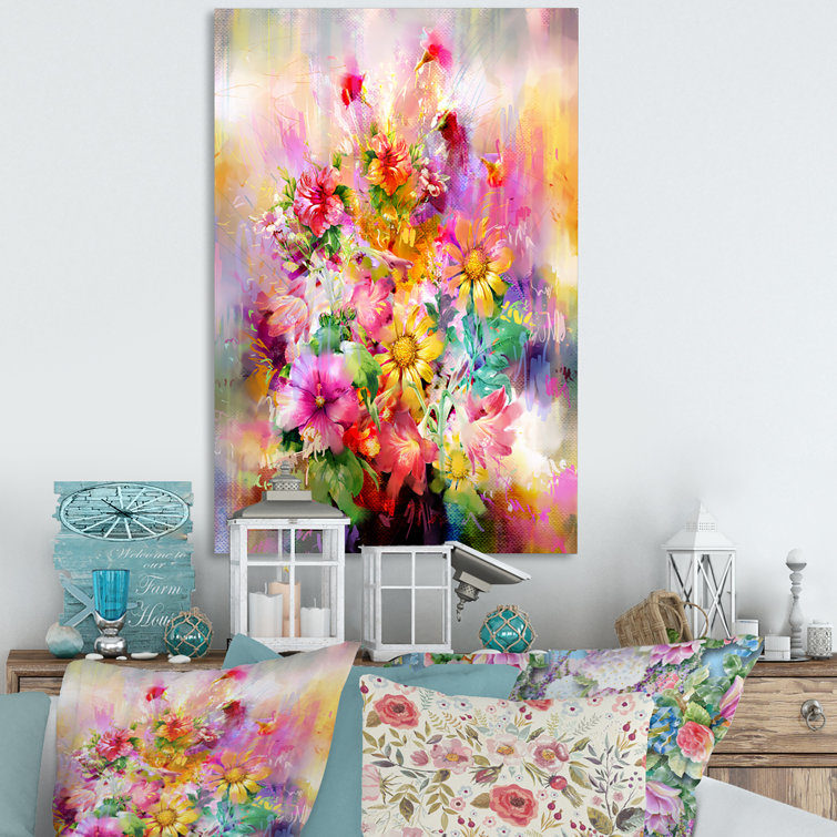 Bay Isle Home Vintage Muticolored Spring Flowers VII On Canvas Painting ...