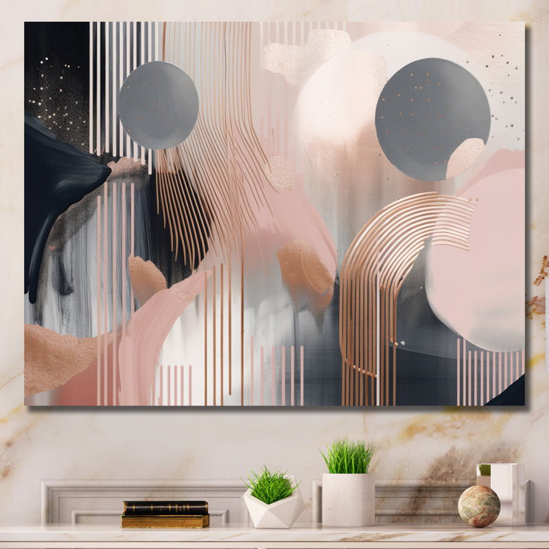 Whispers Of Marble II - Art abstrait marbré encadré, Toile tendue, H 24 po x l 32 po x P 1 po