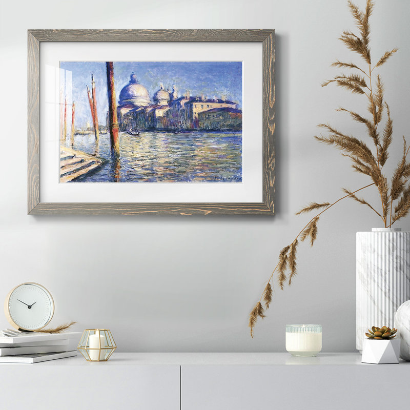 The Grand Canal And Santa Maria Della Salute, 1908 - Matted and Framed Under Acrylic Glass, Large Living Room Wall Art, Gray