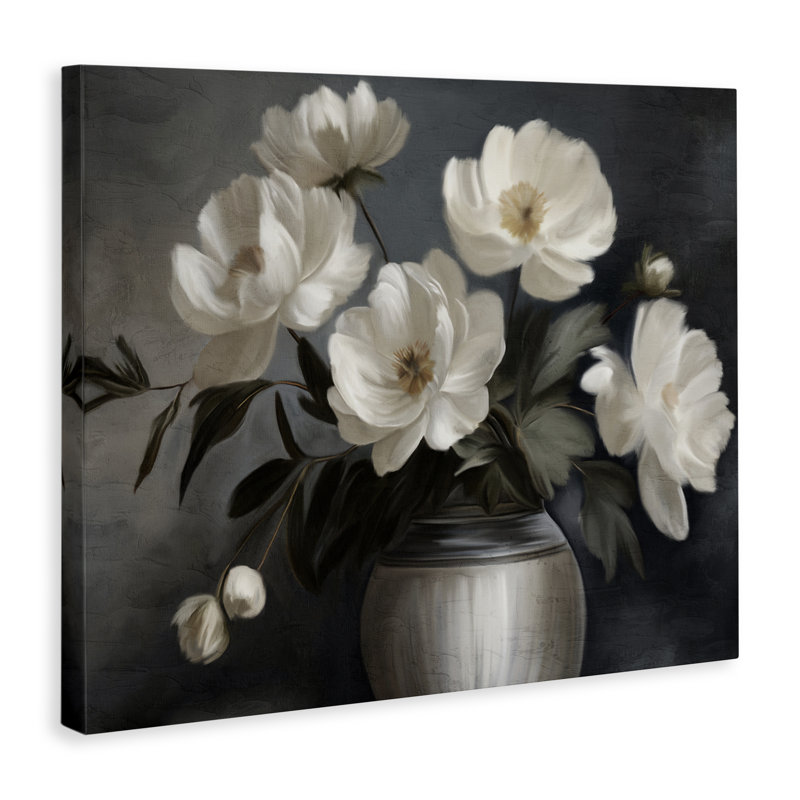 Art mural sur toile Moody Flower Vase, design par Kim Allen, H 16 po x l 20 po
