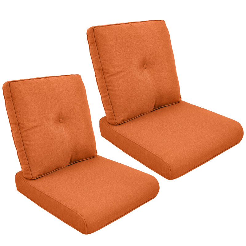 Schutt 22" W Olefin Outdoor Seat/Back Cushion with Removable Zippered Covers, Orange, 2 Seat/Back Cushion