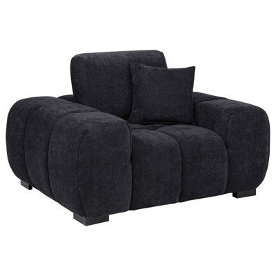Octavia Tufted Upholstered Accent Chair with Reversible Back Cushion and Pocket-Coil Seat, Charcoal Grey