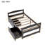 Lit plateforme simple en bois avec 2 tiroirs roulants, structure peu encombrante, espresso-1781529096