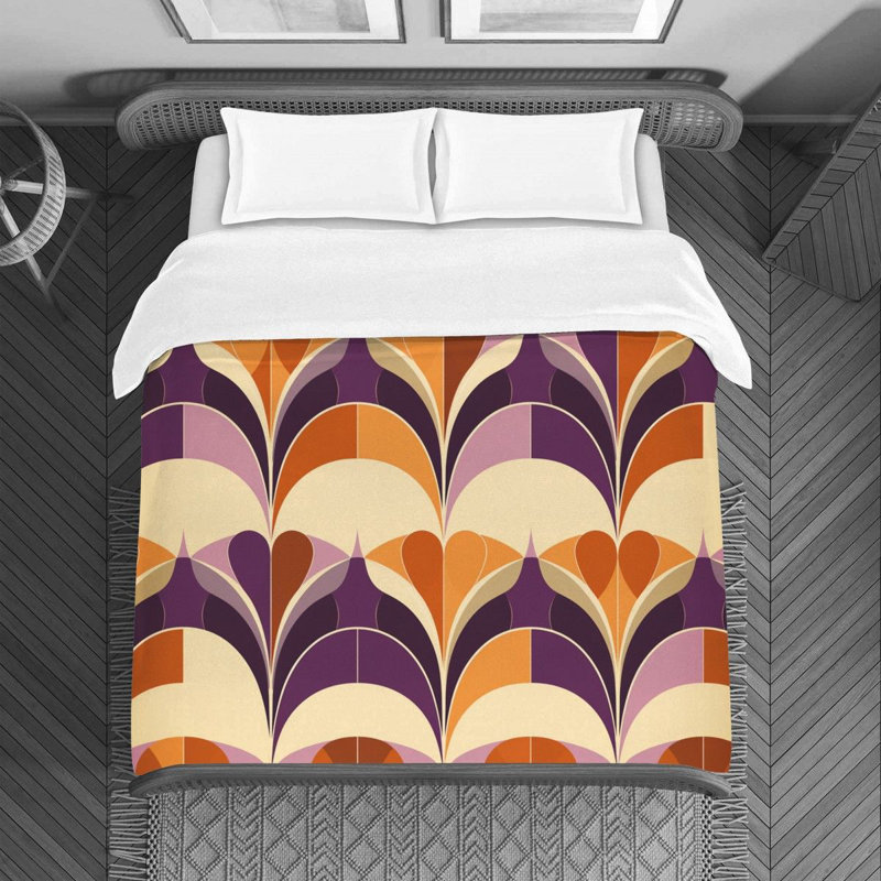 Funky Polyester Geometric Shapes Duvet Cover, King Duvet Cover