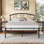 Grand lit en métal avec 2 tables de chevet brunes - ensemble de chambre à coucher moderne 3 pièces-947535286-947535291